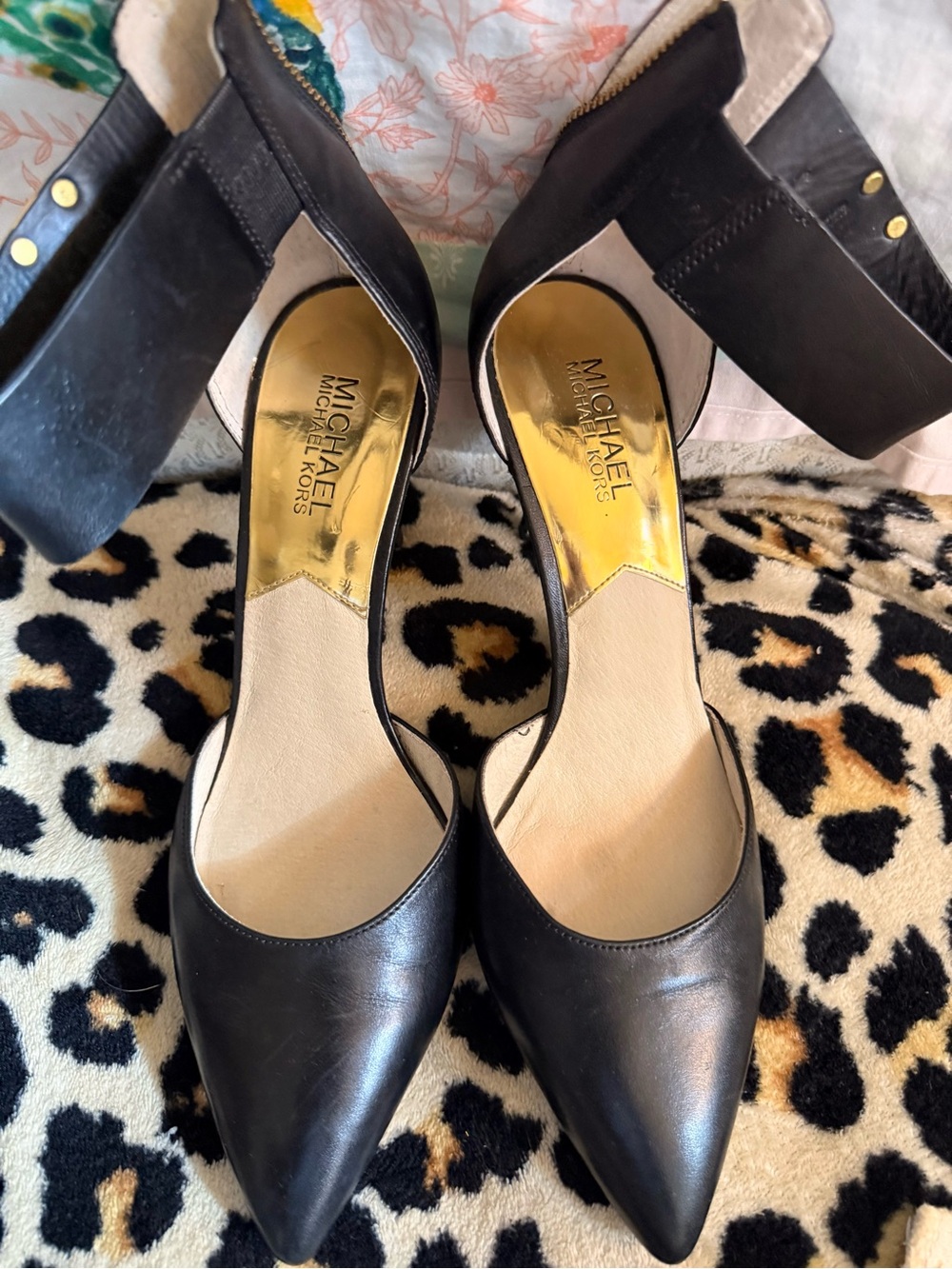 MICHAEL Michael Kors Black Pointed-Toe D'Orsay Heels
